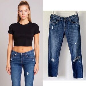 Rag & Bone Dre Capri Skinny Distressed Canyon Medium Wash Stretch Jeans 27